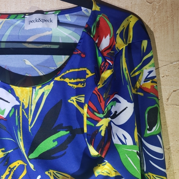 Peck & Peck Blue Floral Blouse Top Medium - Picture 4 of 8